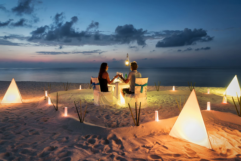 Romantic dinner on the beach